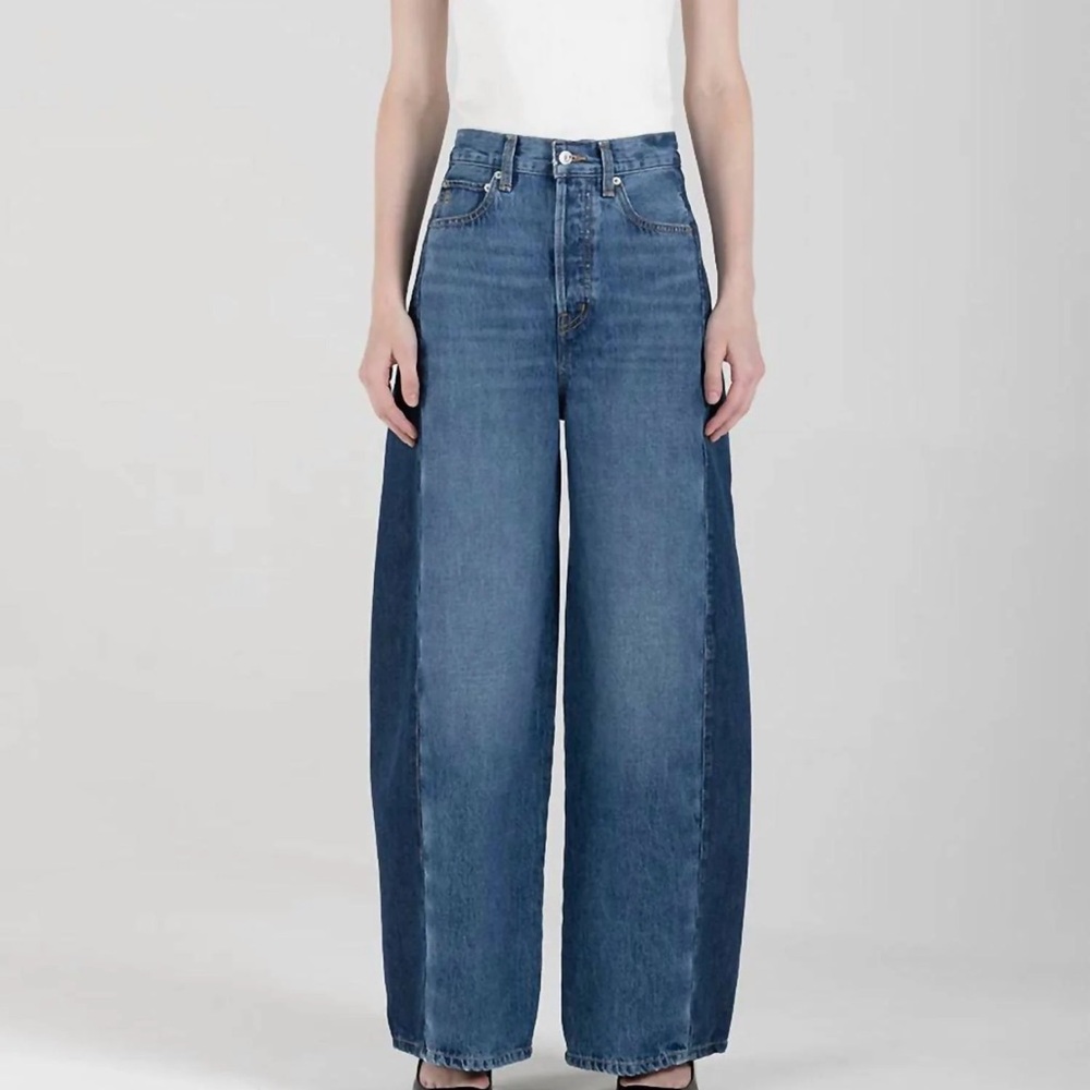 Etica Dark Blue Flare Jeans with panel